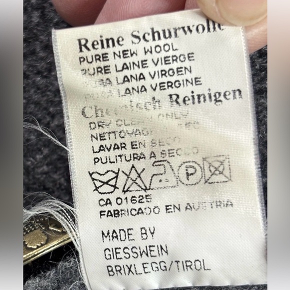 Giesswein Austrian Boiled Wool Hooded Coat Size 36 Gray Black Double Breasted - Picture 5 of 10